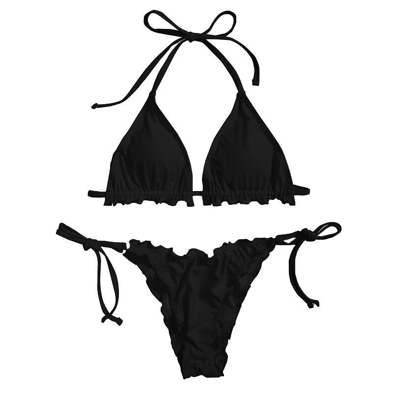 Damen Triangel-Bikini mit verspielten Rüschendetails und verstellbaren Trägern Drune