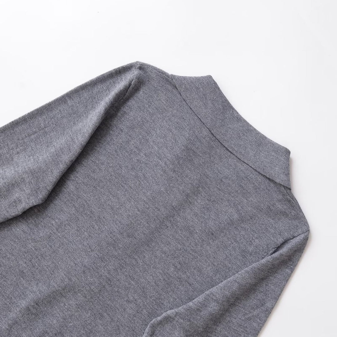 Damen Langarm-Pullover mit Polo-Kragen und knöpfbarem Ausschnitt Drune
