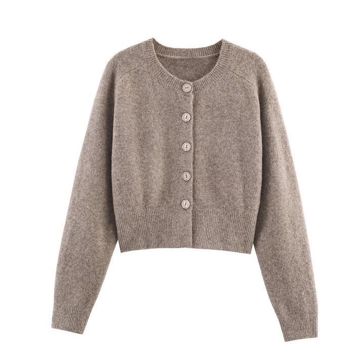 Damen cropped Strickjacke mit Knopfverschluss Drune