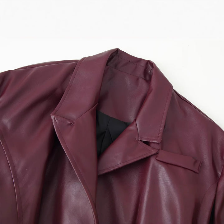 Damen Elegante Kunstlederjacke Drune