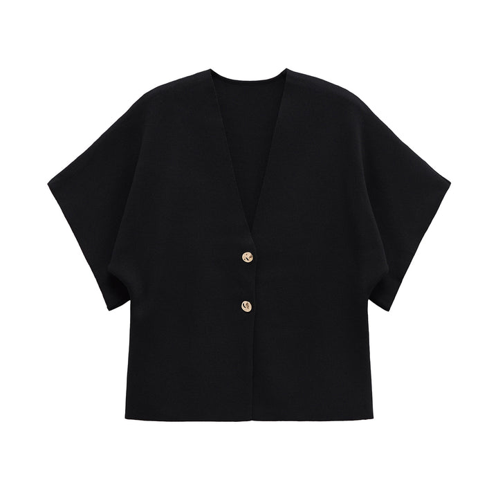 Damen leichte Strickjacke mit elegantem V-Ausschnitt und luxuriösen Knopfdetails Drune