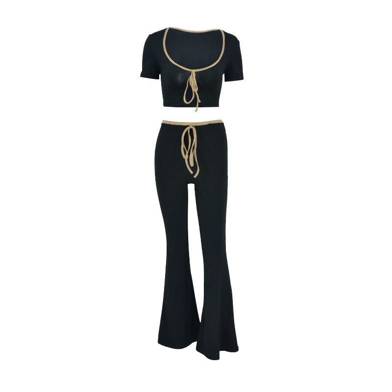 Damen modisches cropped Oberteil mit weitem Hosenansatz Drune