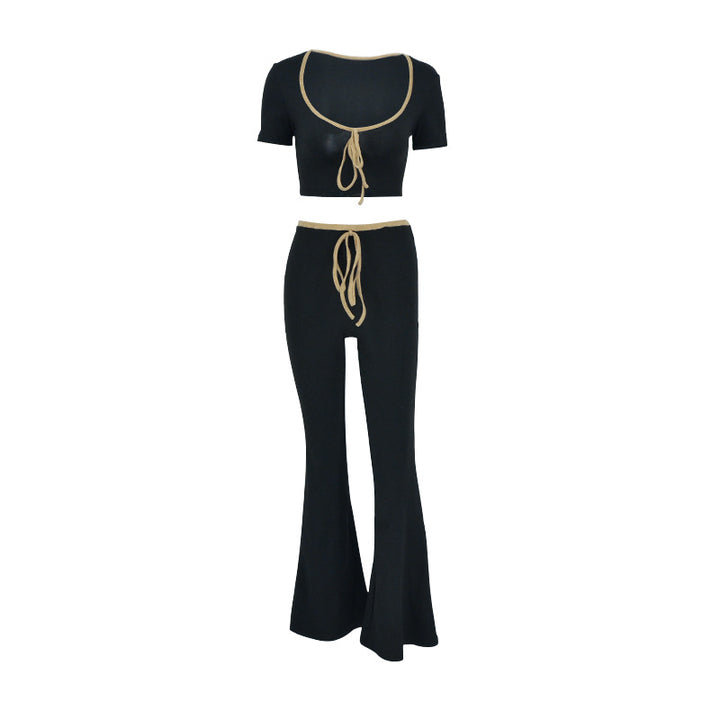 Damen modisches cropped Oberteil mit weitem Hosenansatz Drune