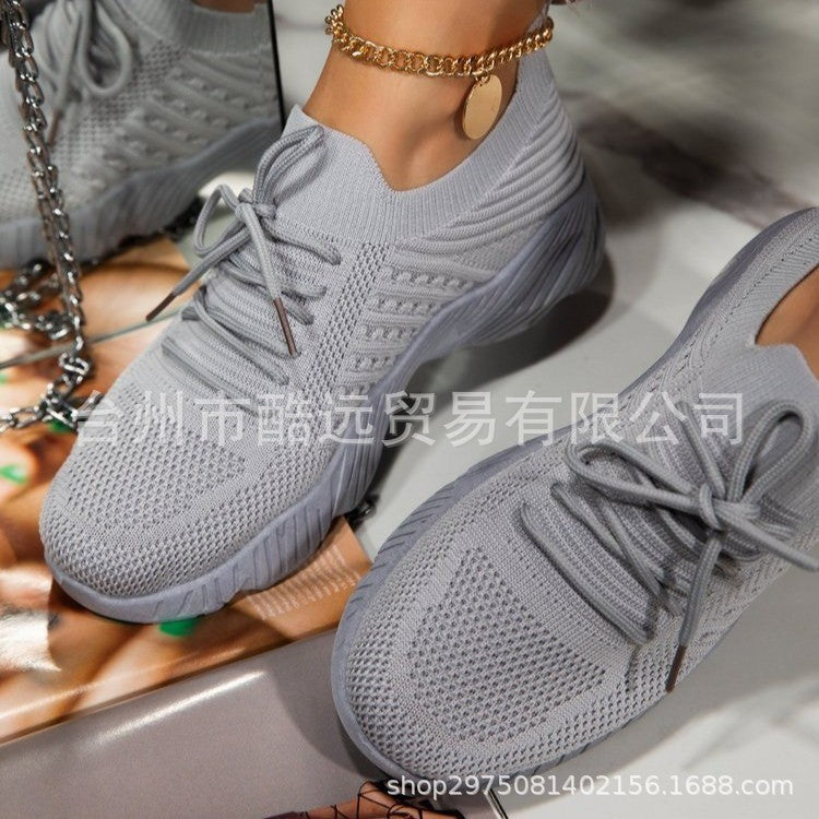 Damen nan leichte gestrickte Slip-On Sneaker mit Schnürdetail und gedämpfter Leichtsohle Drune