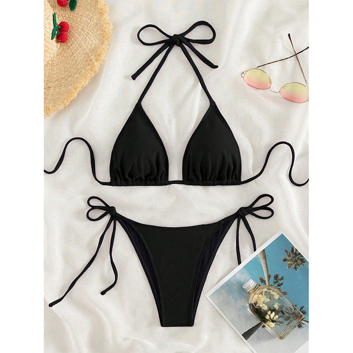 Damen Triangel-Bikini mit verstellbaren Trägern und Seitenbindebändern Drune