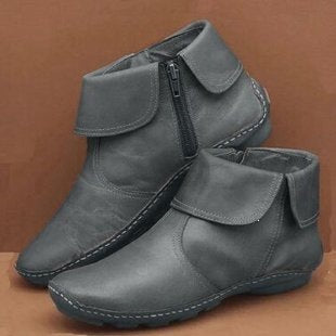Damen nan gefütterte Knöchelstiefelette mit Umschlagklappe und seitlichem Reißverschluss Drune