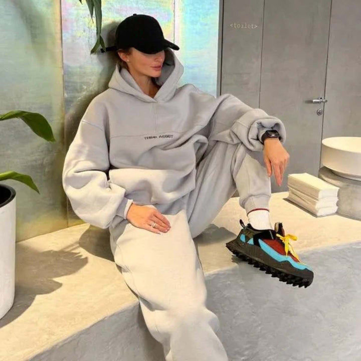 Unisex nan oversized Kapuzenpullover und taillenhohe Jogginghose Set Drune
