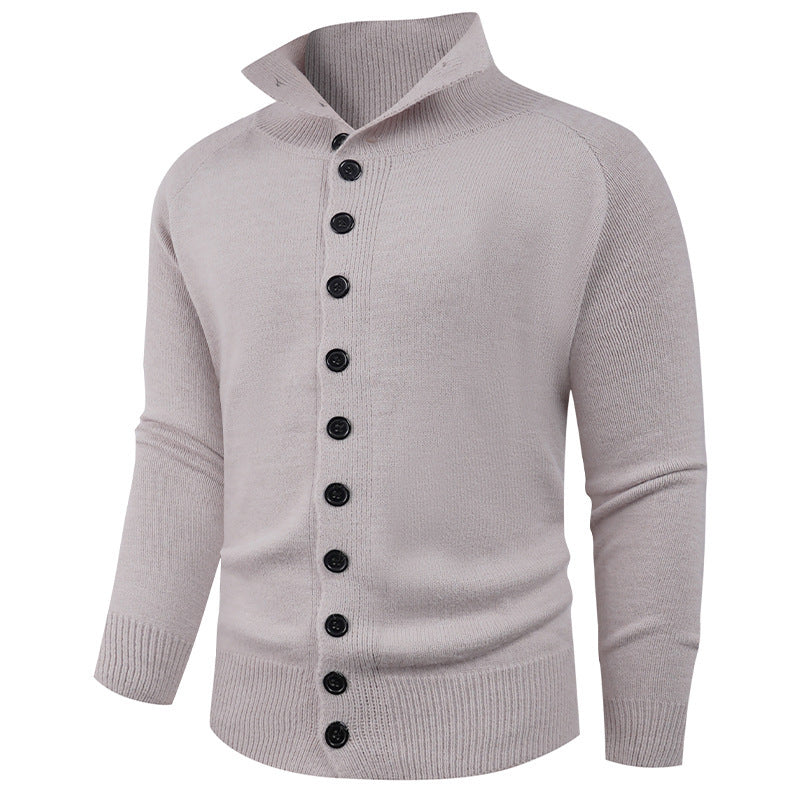 Herren Strickpullover mit hohem Kragen und Knopfverschluss Drune