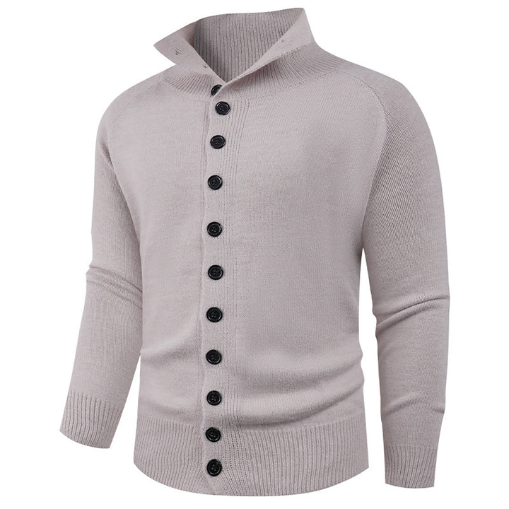 Herren Strickpullover mit hohem Kragen und Knopfverschluss Drune