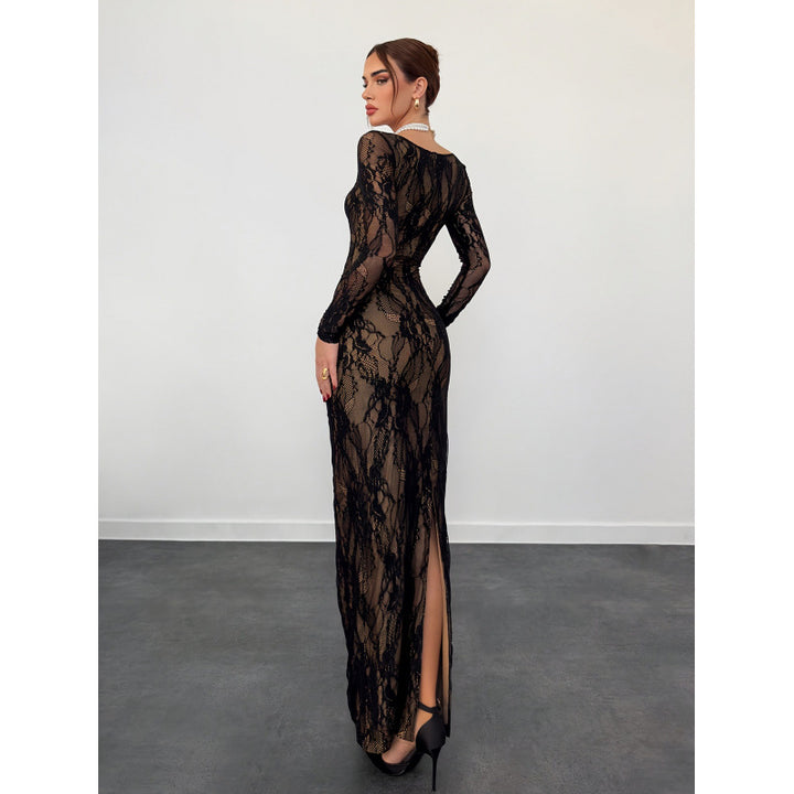 Damen Spitzenkleid mit transparentem Design und eleganten Details Drune
