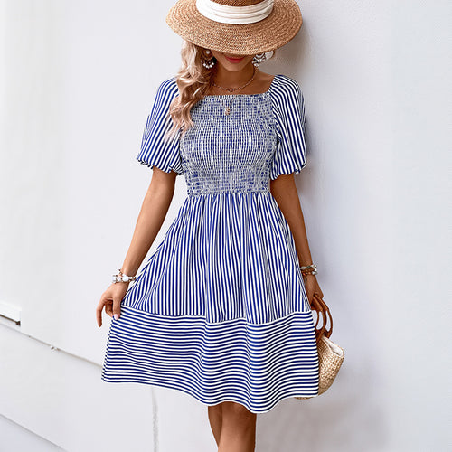 Damen Freizeitkleid mit gerafftem Oberteil und voluminösen Ärmeln Drune