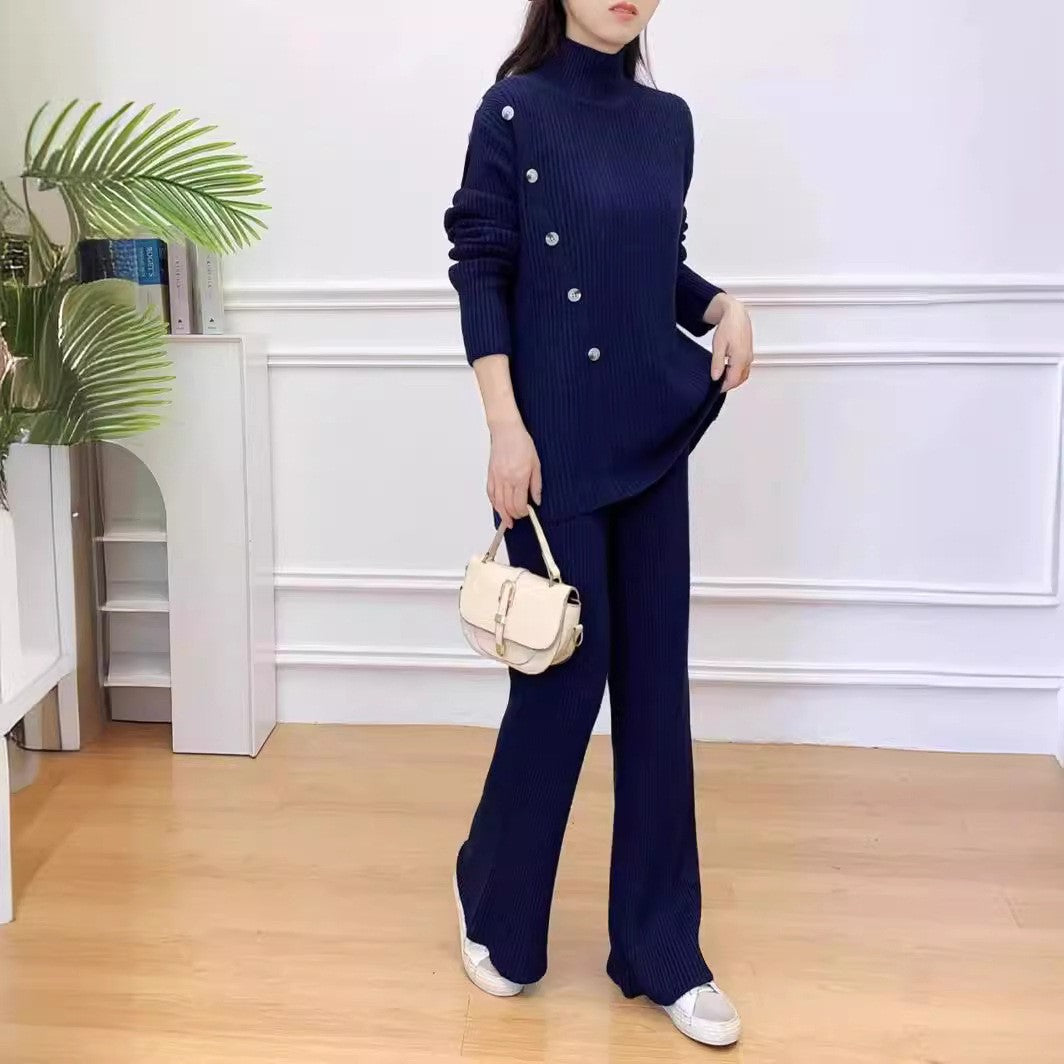 Damen elegantes und gemütliches Strickanzug-Set Drune