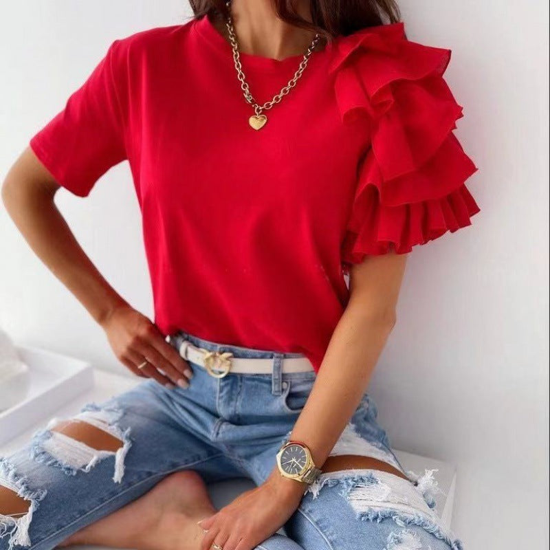 Damen T-Shirt mit trendigen Rüschendetails Drune