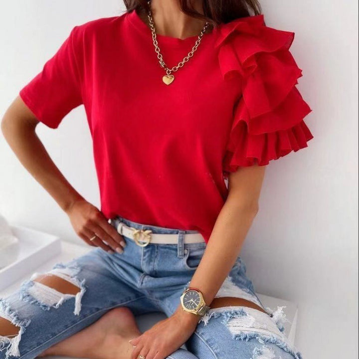 Damen T-Shirt mit trendigen Rüschendetails Drune