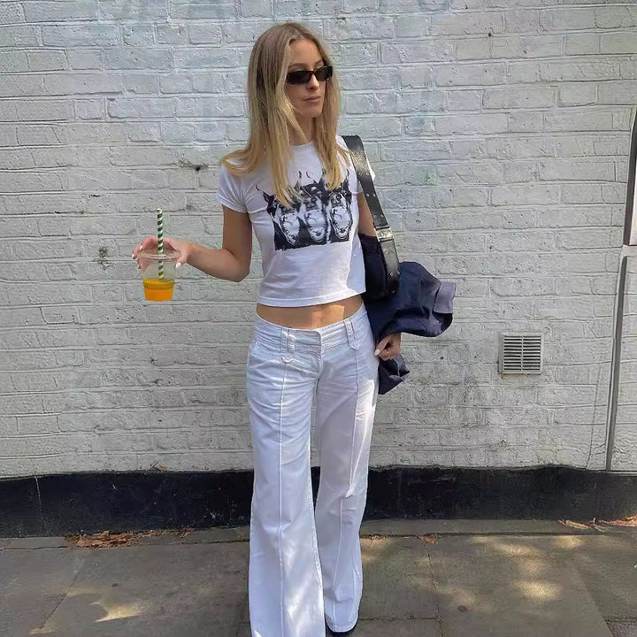 Damen Grafik T-Shirt mit kreativen Druck Drune