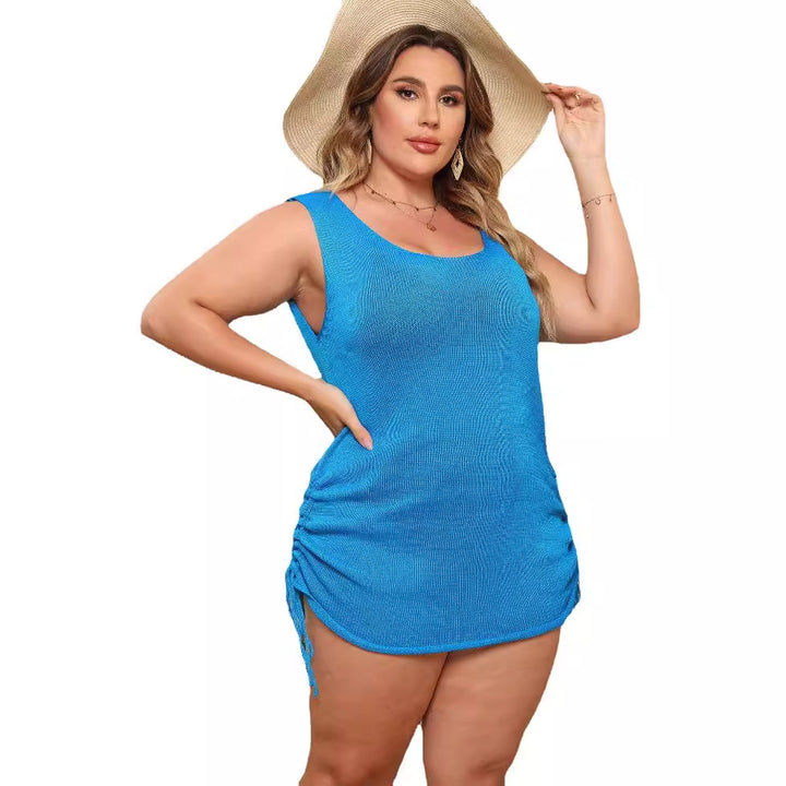 Damen ärmelloses Sommerkleid mit verstellbarem Kordelzug Drune