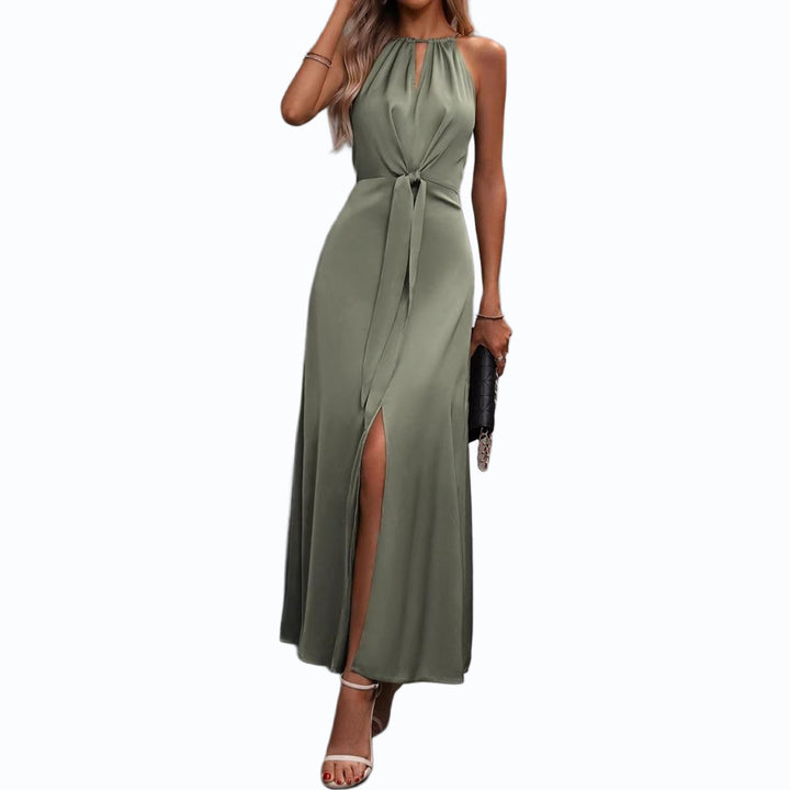 Damen Maxikleid mit elegantem Schlitz und bindbarem Oberteil Drune
