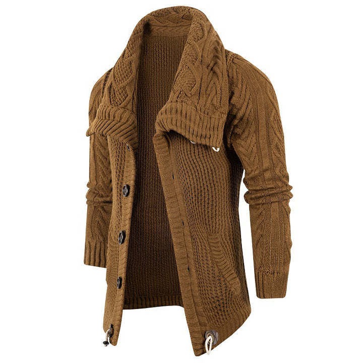 Herren Grobstrick Strickjacke mit umschlagbarem Halsausschnitt Drune
