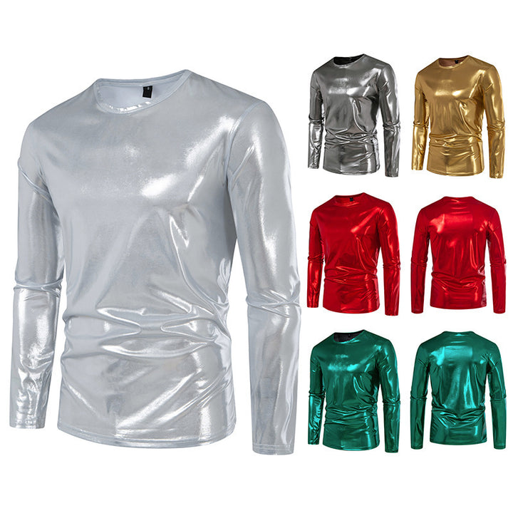 Herren stylisches Langarmshirt aus glänzendem Material Drune