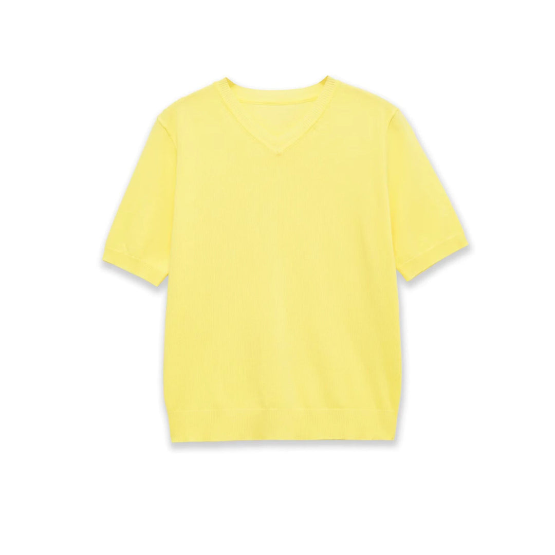 Damen Kurzarm-V-Ausschnitt Pullover Drune
