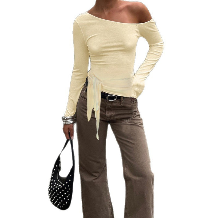 Damen asymmetrisches Oberteil mit seitlichem Bindeband Drune