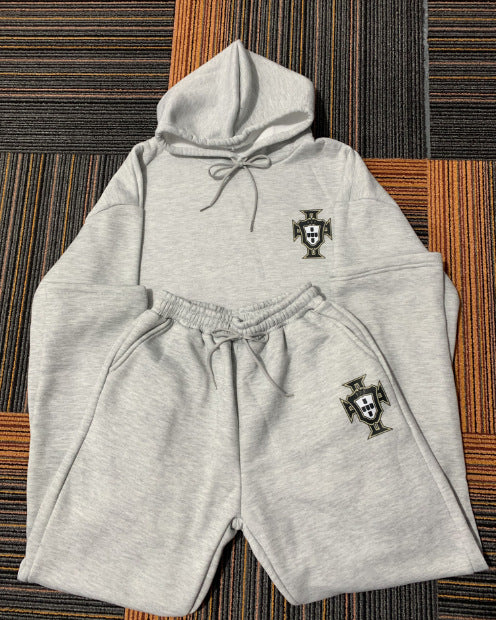 Unisex nan zweiteiliges Lounge-Set aus schwerer Baumwollmischung mit Kapuze und elastischem Bundhose Drune
