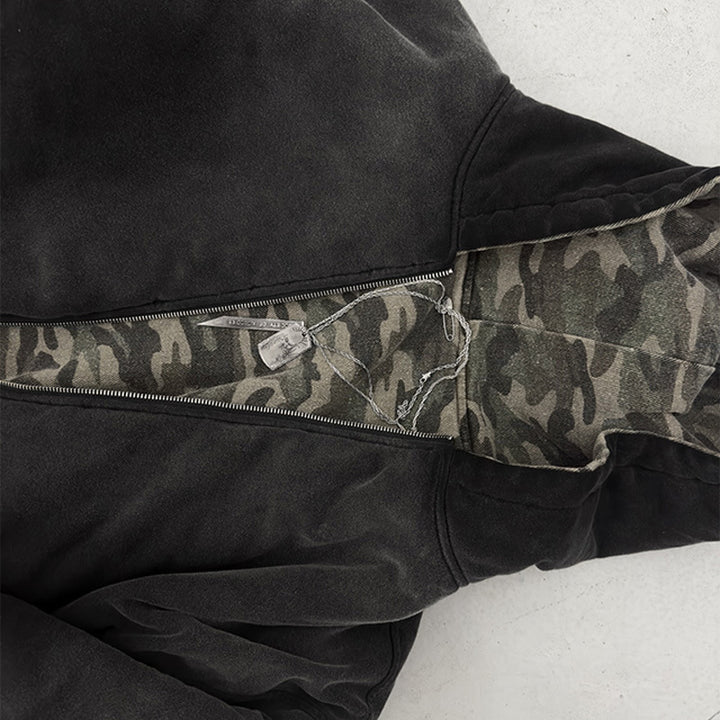 Damen lässige Camouflage-Bomberjacke mit doppeltem Material Drune