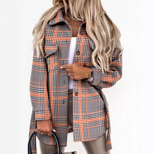 Damen Karo-OverShirtjacke mit leichtem Schnitt und praktischen Taschen Drune