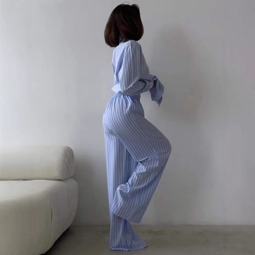 Damen Luxuriös Gestreiftes Pyjama-Set Drune