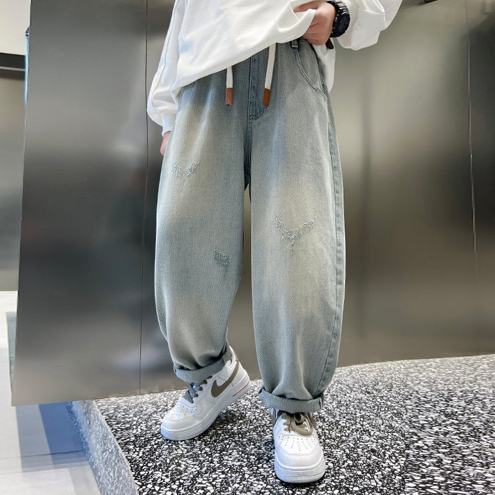 Herren weite Jeans mit modernem Schnitt und kreativen Details Drune