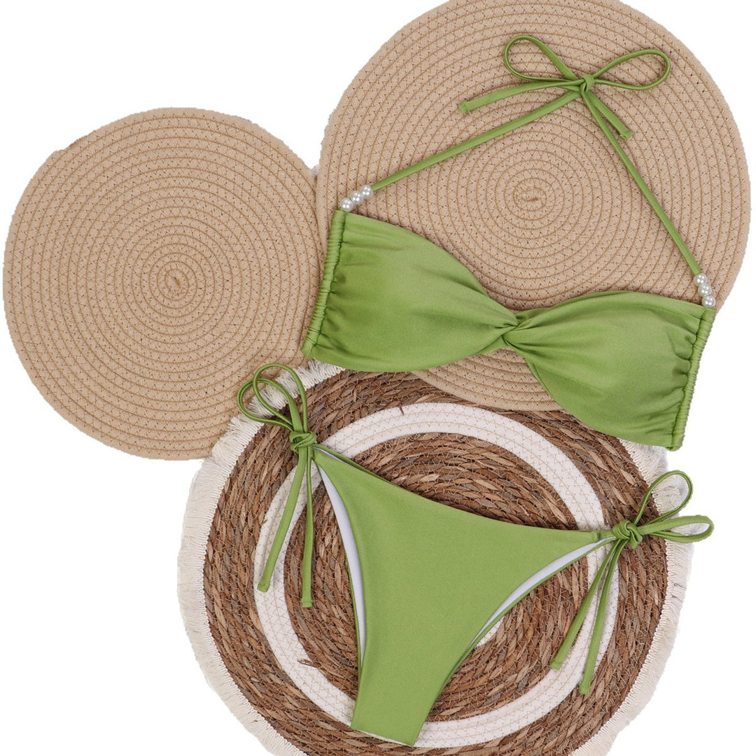 Damen Bandeau-Bikini mit eleganten Perlenschnüren Drune