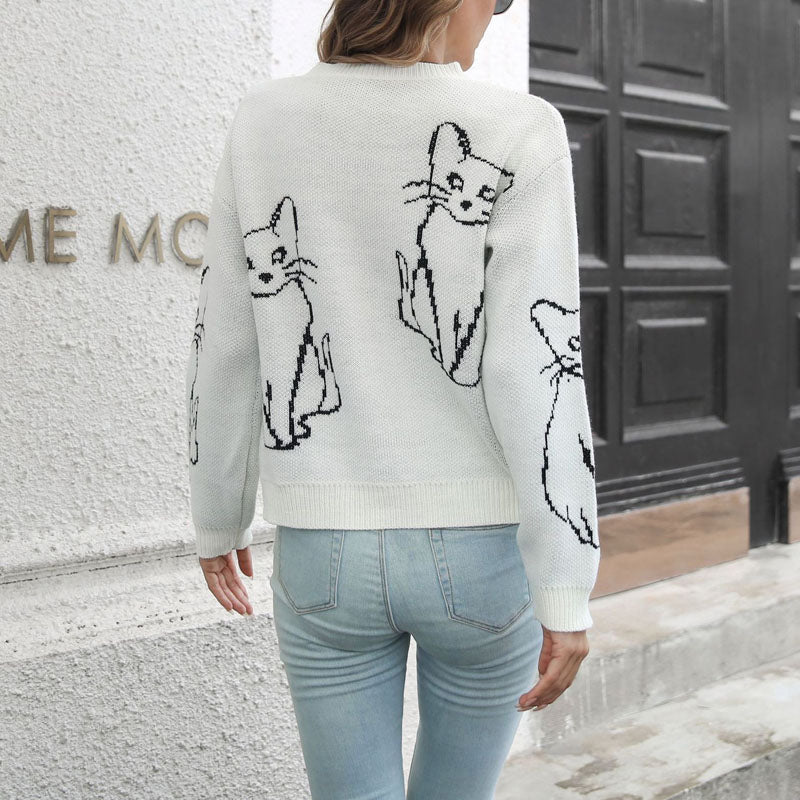 Drune | Strick mit Katzenmuster