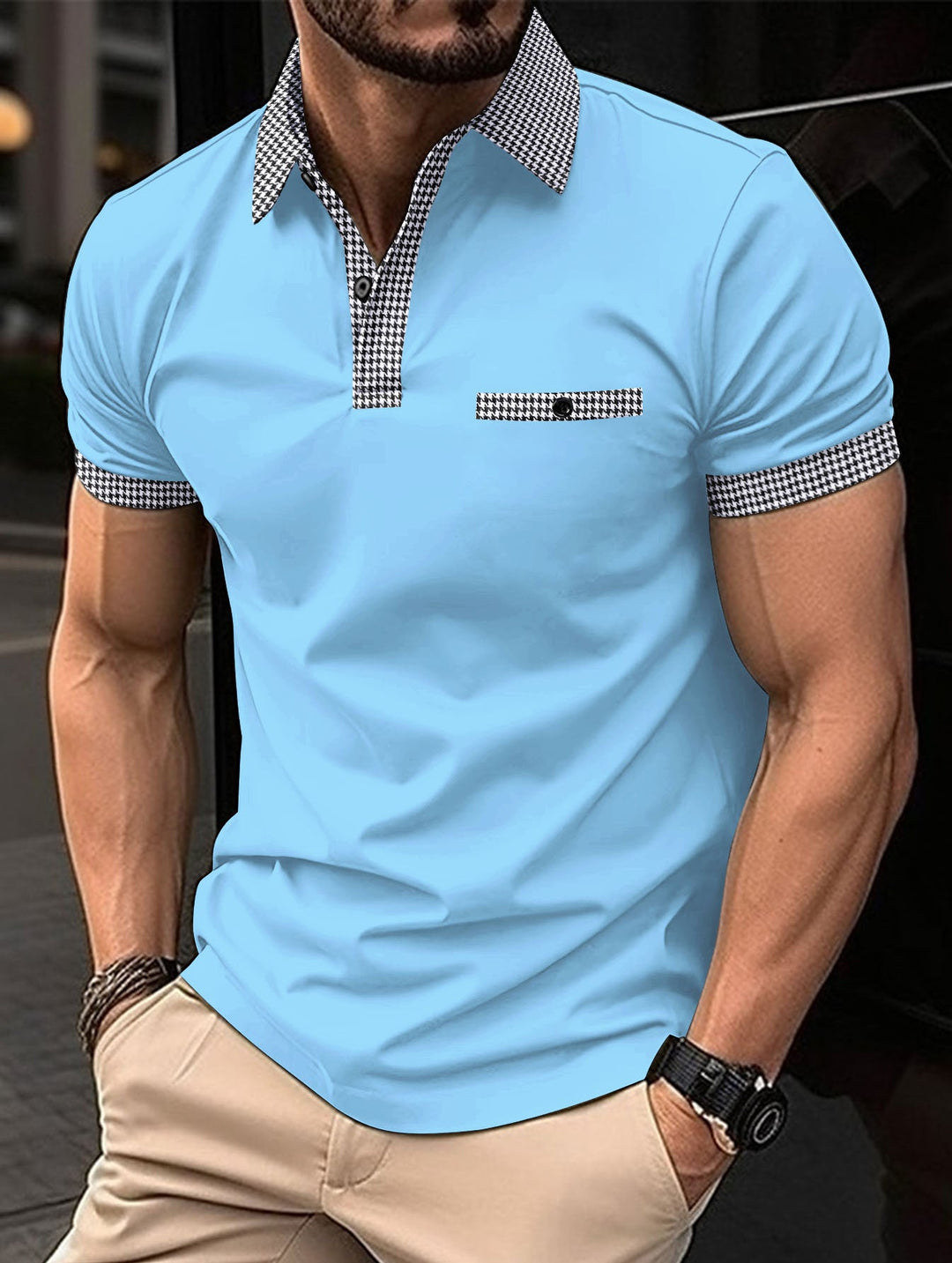 Drune | Farblich passendes POLO-Shirt mit Knöpfen