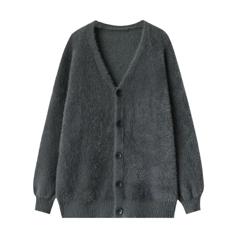 Damen Kuschelige Strickjacke mit tiefem V-Ausschnitt und weichem Material Drune