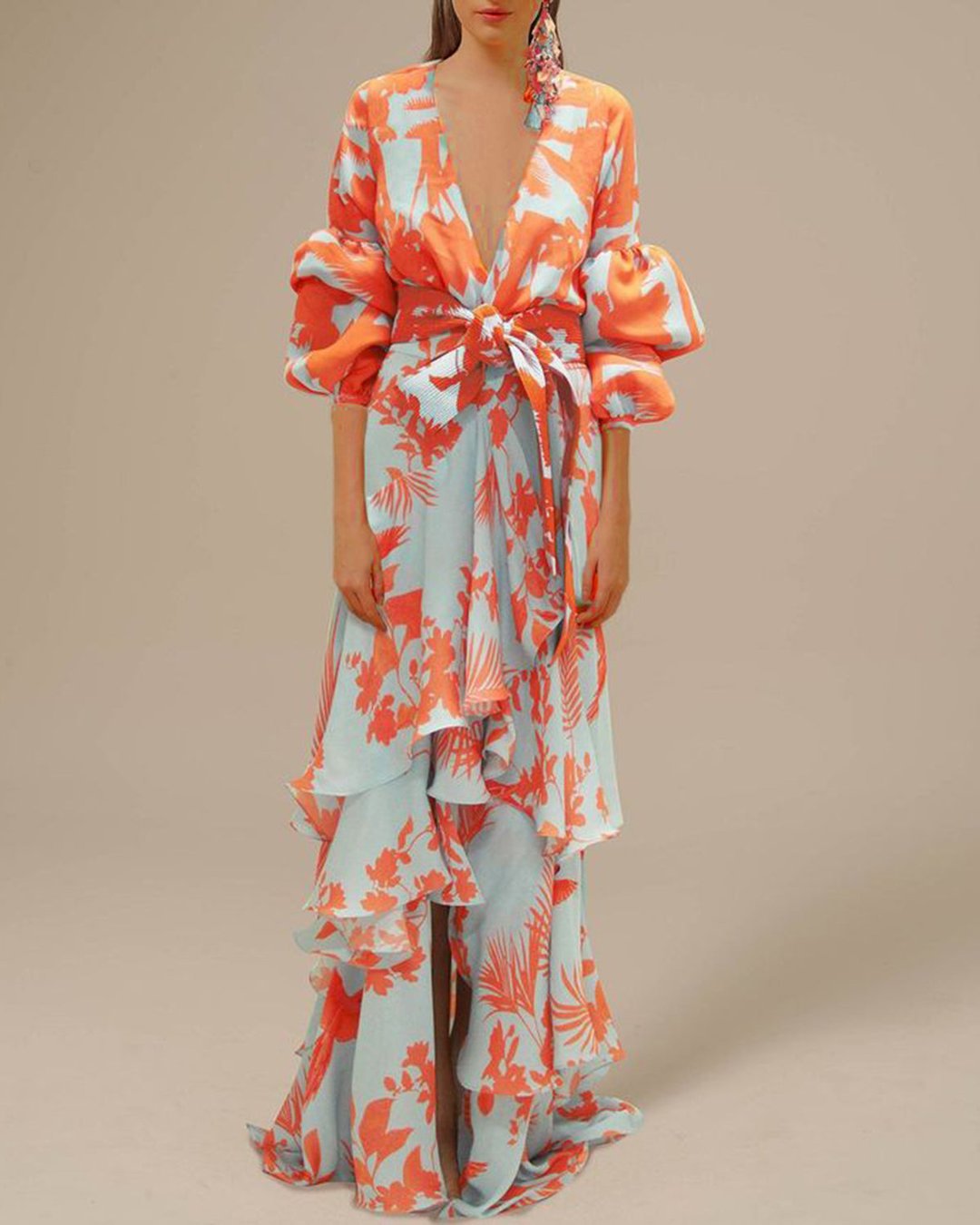 Drune | Bedrucktes Chiffon Festtagskleid