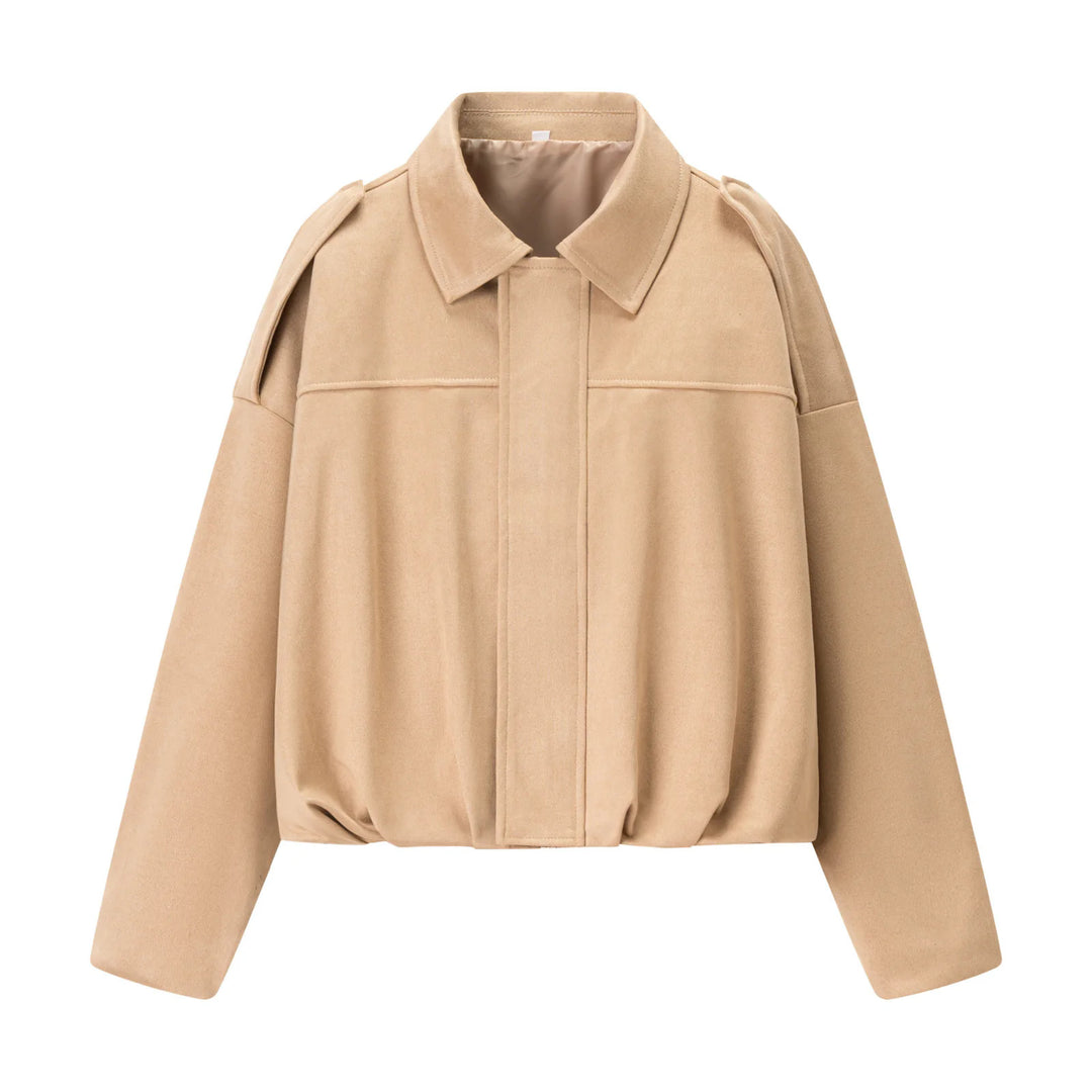 Damen modische cropped Jacke mit bequemen Bündchen und elegantem Kragen Drune