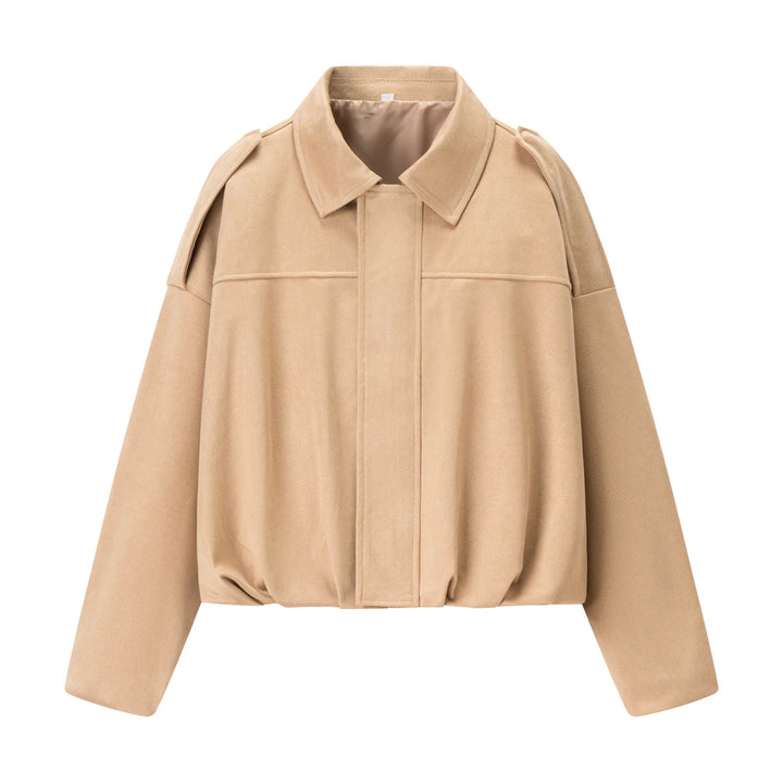 Damen modische cropped Jacke mit bequemen Bündchen und elegantem Kragen Drune