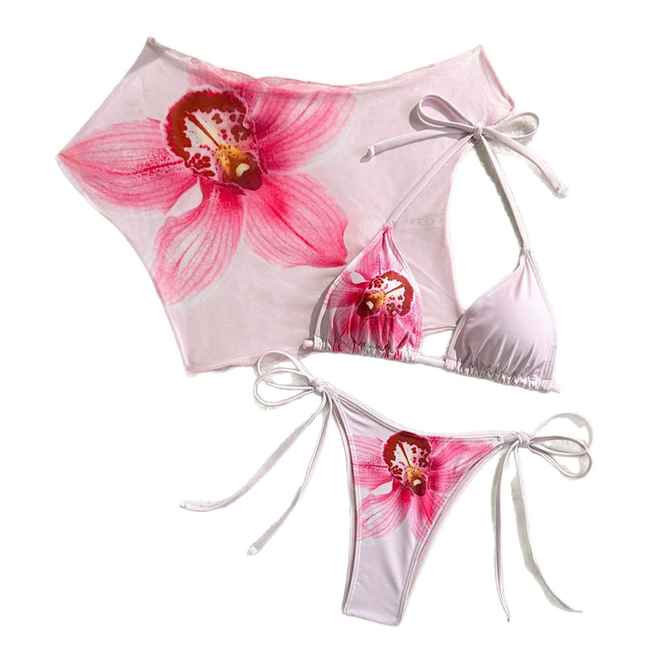 Damen Badeset mit floralem Oberteil und gestaltetem Unterteil Drune