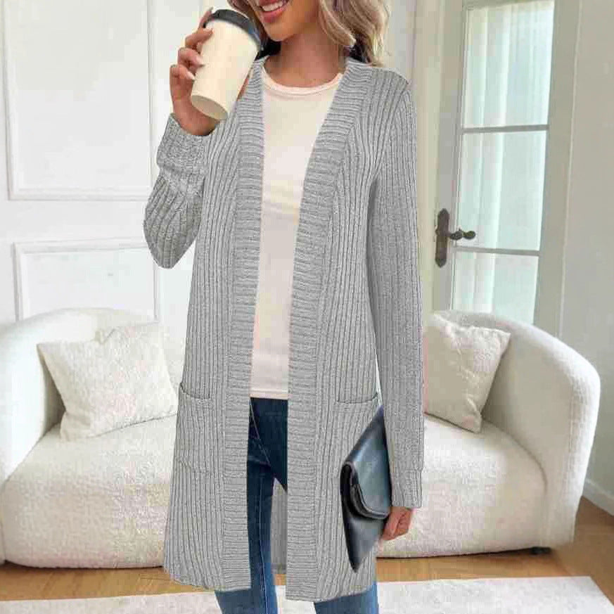 Damen Strickjacke mit asymmetrischem Saum und praktischen Taschen Drune