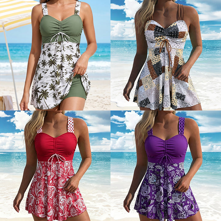 Damen Schwimmdress mit floralem Oberteil und lässigem Rock Drune