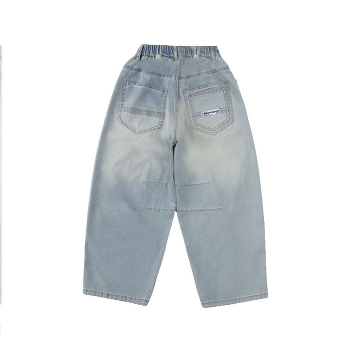 Damen weite lässige Jeans mit elastischem Bund Drune