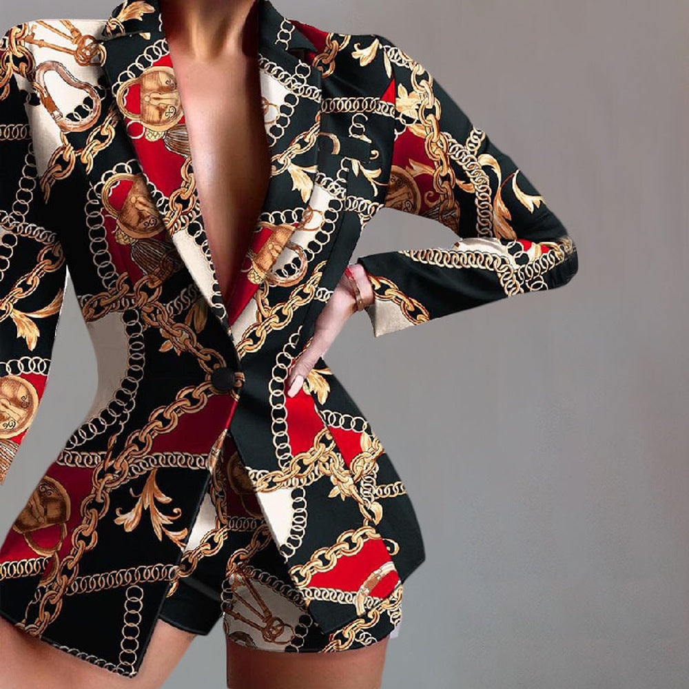 Drune | Tailliert Leopardenmuster Eingescnhitte Revers Elegante Aussage