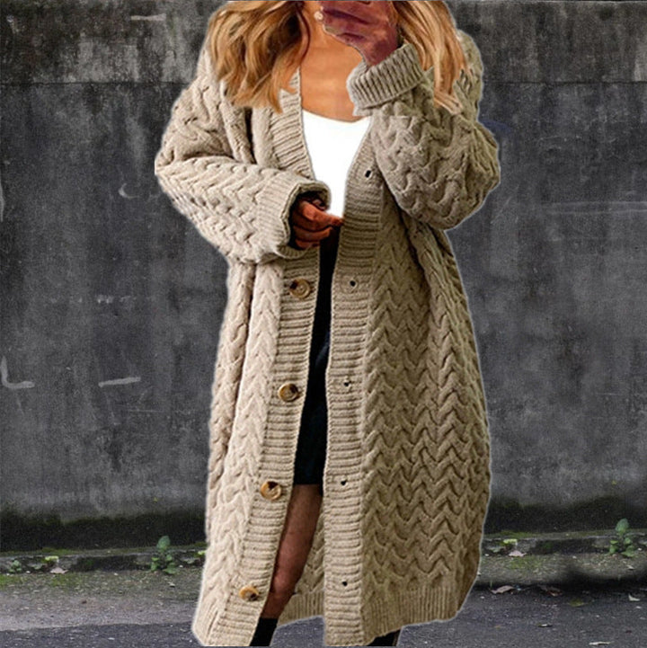 Damen Grobstrick-Cardigan mit eleganten Knopfdetails und strukturiertem Design Drune