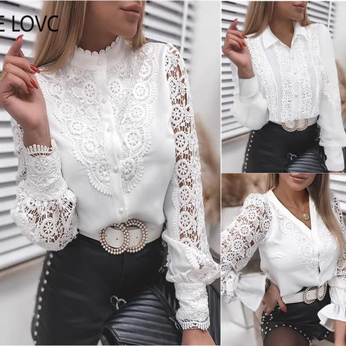 Damen elegante Bluse mit Rüschendetails Drune