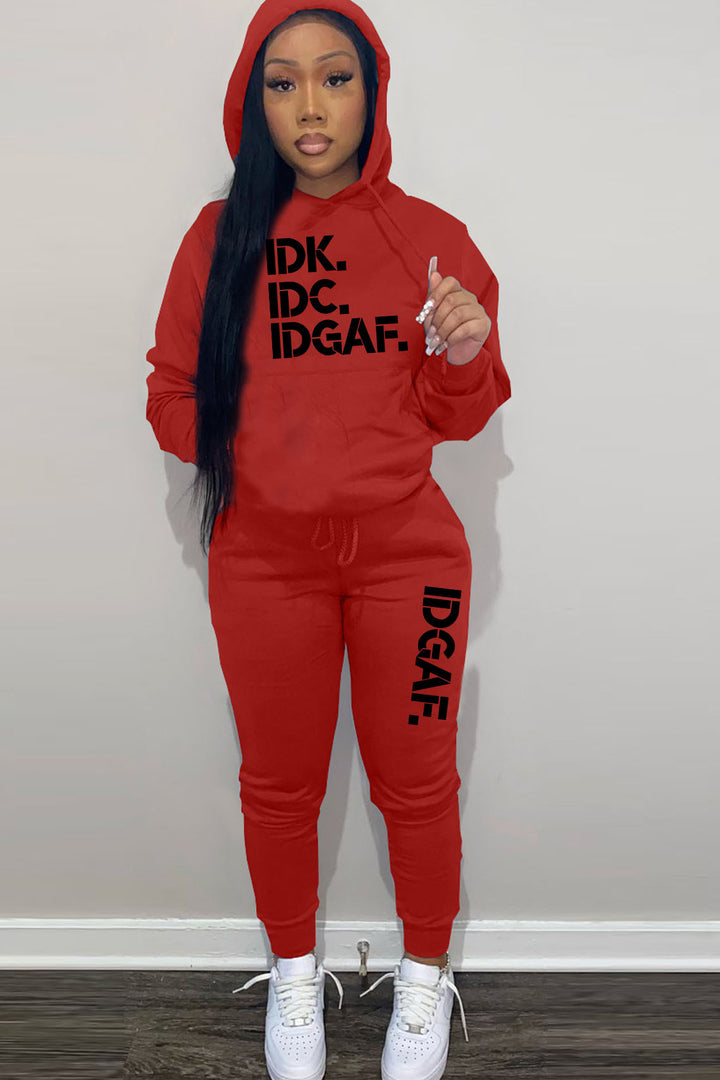 Damen Hoodie- und Jogginghose Set mit beeindruckendem Slogan-Design Drune