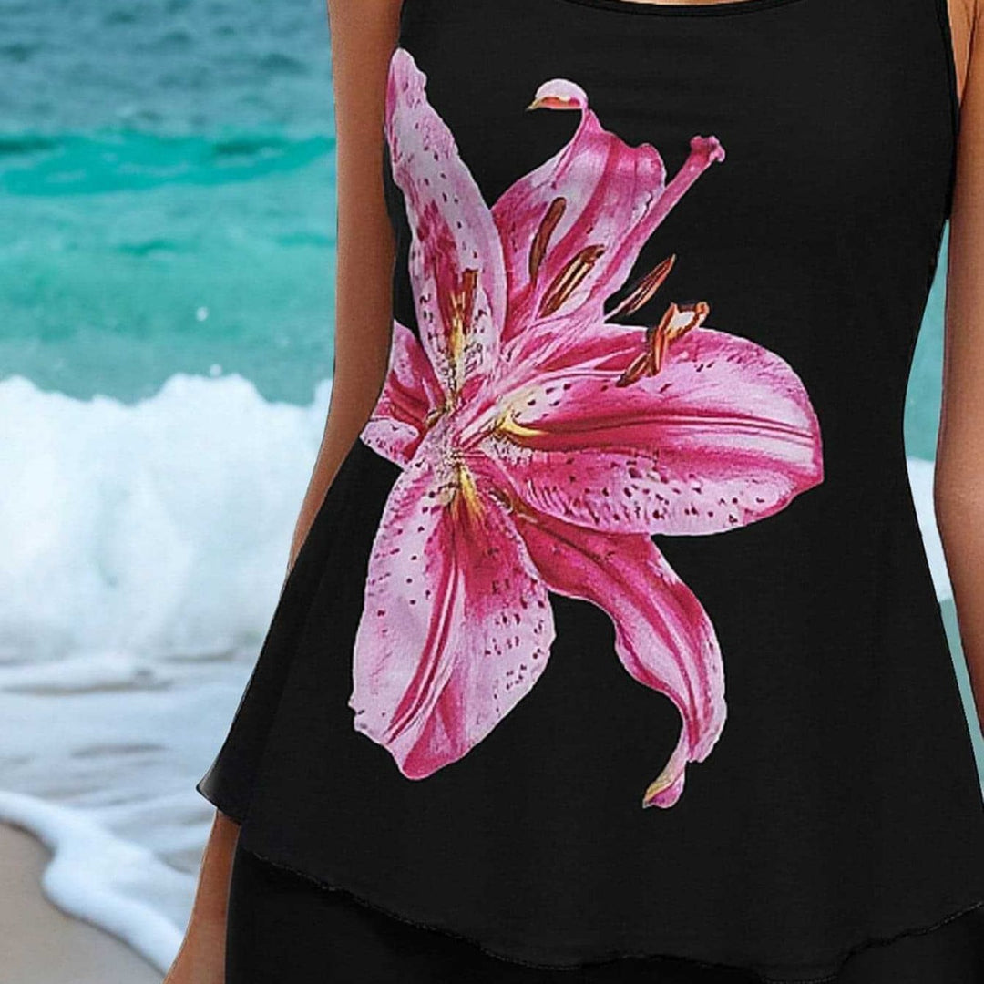 Damen Tankini mit floralem Motiv und bequemen Shorts Drune