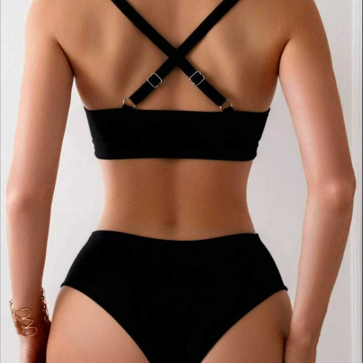 Damen Hochgeschnittener Bikini mit elegantem Wickeldesign Drune