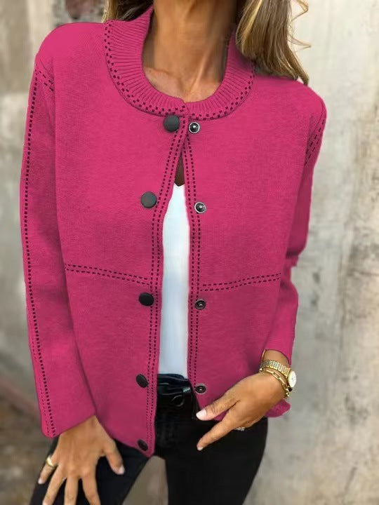Damen Strickjacke mit Knopfleiste und edler Halslinie Drune