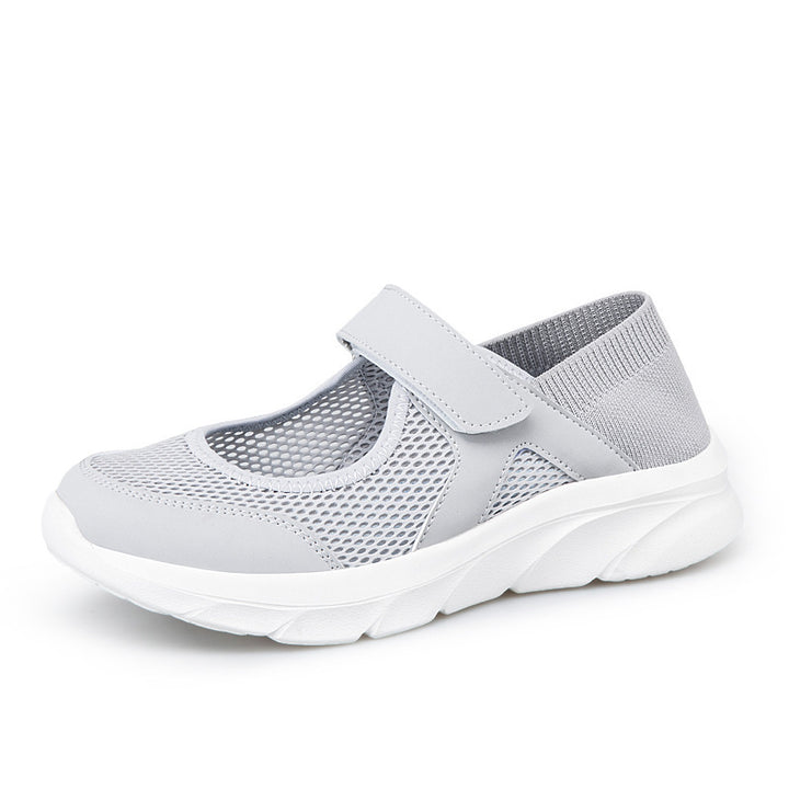Damen nan Komfort-Riemchen-Sneaker mit Klettverschluss nahtlosem Strickschaft und dämpfender Leichtsohle Drune