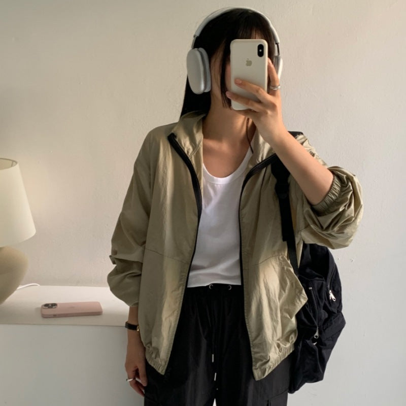 Damen atmungsaktive Übergangsjacke mit hohem Kragen Drune